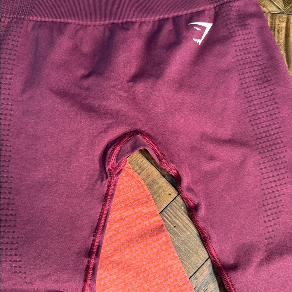 ☀️☀️☀️GYM SHARK Women’s Seamless Active Leggings - Maroon & Orange - Picture 7 of 10
